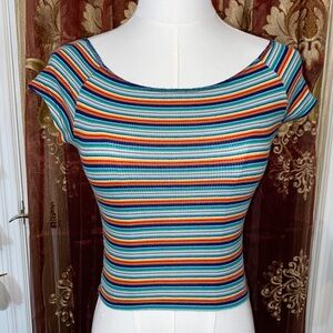 Vibrant Multicolor Striped Crop Top